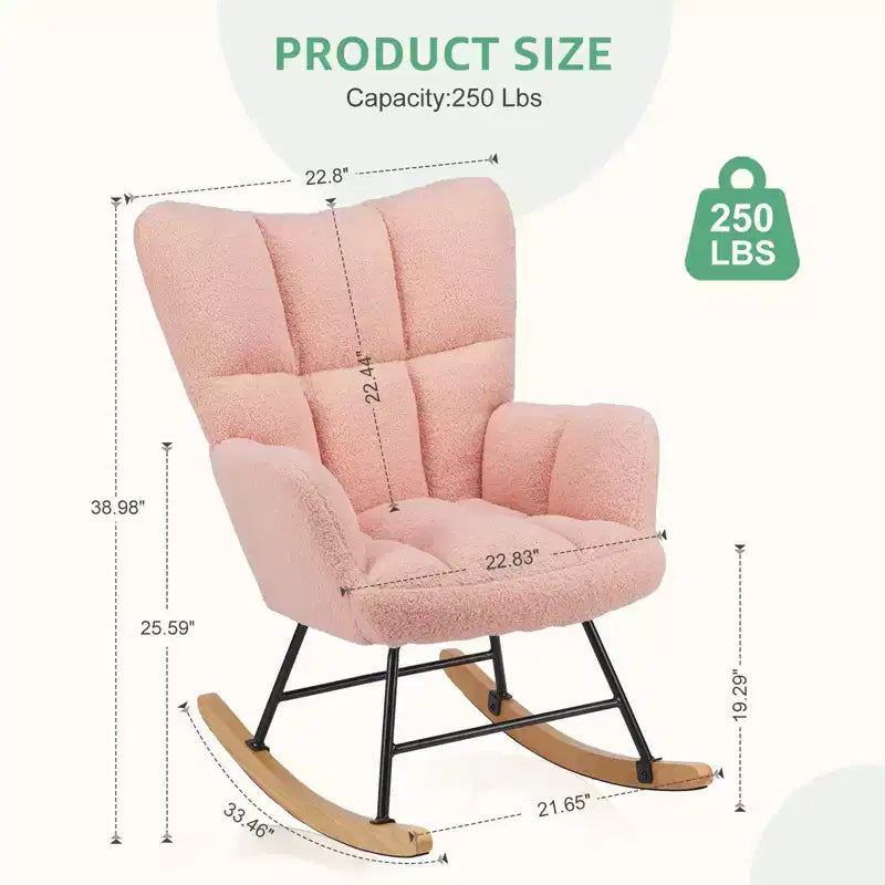 Fauteuils à bascule, Chaises de chambre de bébé rembourrées avec dossier incurvé pour salon, chambre à coucher