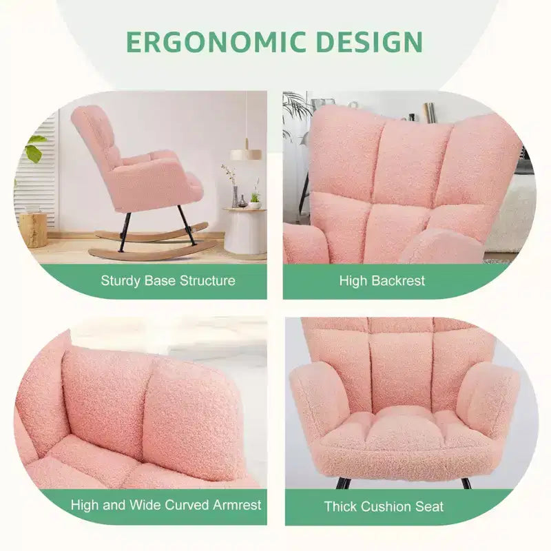 Fauteuils à bascule, Chaises de chambre de bébé rembourrées avec dossier incurvé pour salon, chambre à coucher