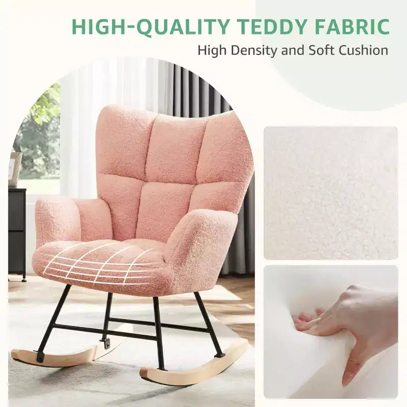 Fauteuils à bascule, Chaises de chambre de bébé rembourrées avec dossier incurvé pour salon, chambre à coucher