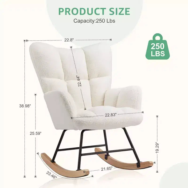 Fauteuils à bascule, Chaises de chambre de bébé rembourrées avec dossier incurvé pour salon, chambre à coucher