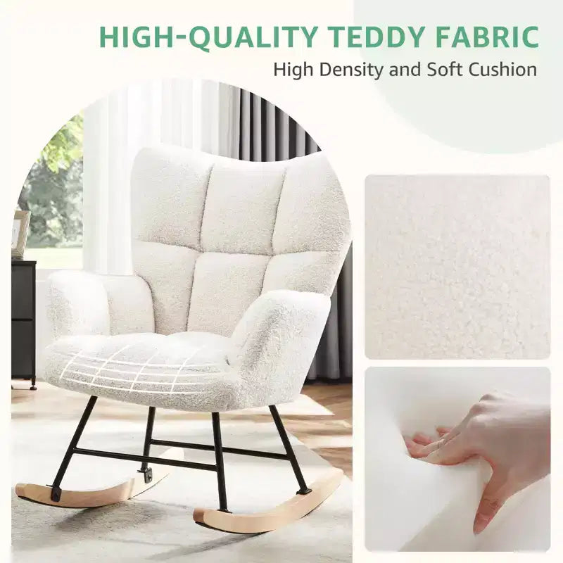 Fauteuils à bascule, Chaises de chambre de bébé rembourrées avec dossier incurvé pour salon, chambre à coucher