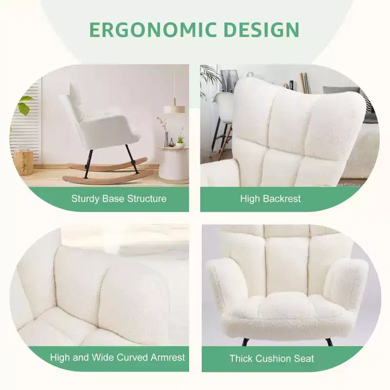 Fauteuils à bascule, Chaises de chambre de bébé rembourrées avec dossier incurvé pour salon, chambre à coucher