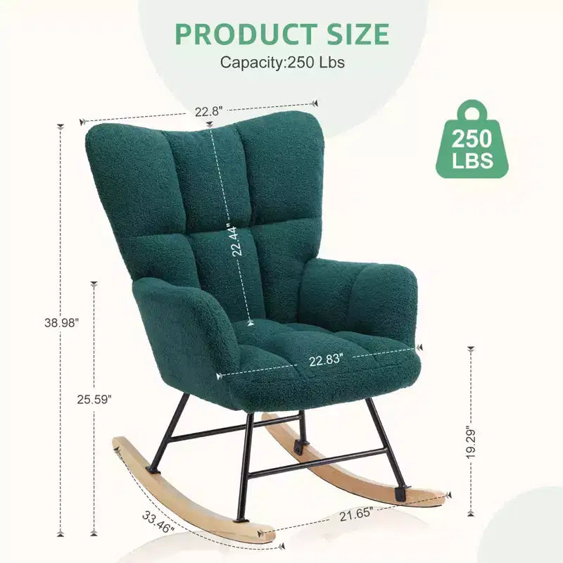Fauteuils à bascule, Chaises de chambre de bébé rembourrées avec dossier incurvé pour salon, chambre à coucher