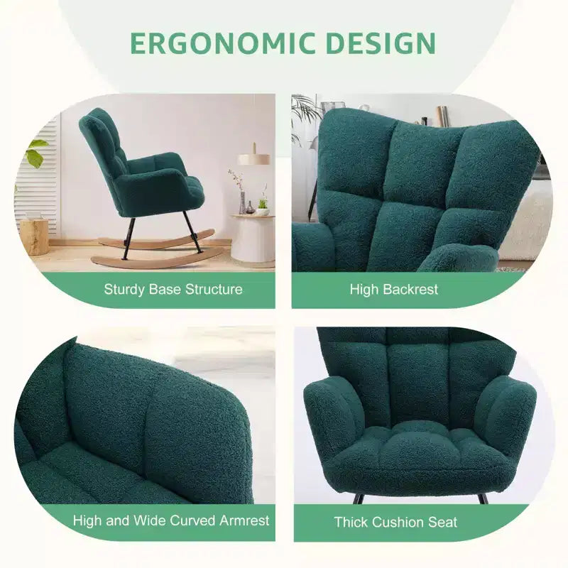Fauteuils à bascule, Chaises de chambre de bébé rembourrées avec dossier incurvé pour salon, chambre à coucher