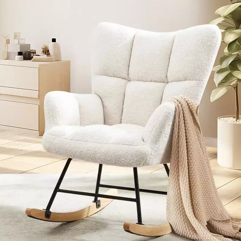 TUYOHW Teddy Glider Rocking Chairs,Upholstered Nursery Chairs with Curved Back for Living Room,Bedroom