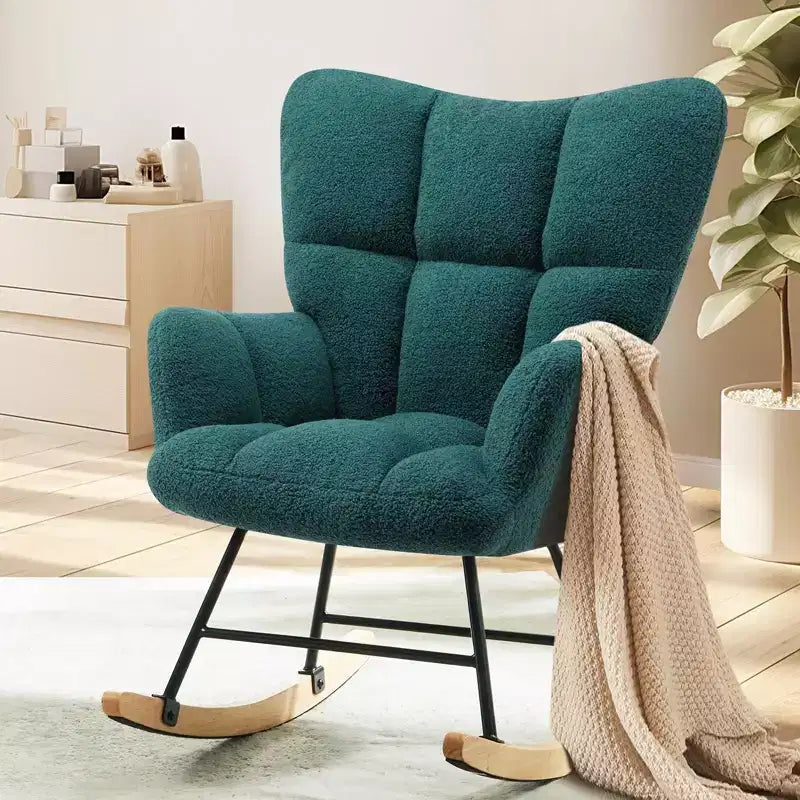 Fauteuils à bascule, Chaises de chambre de bébé rembourrées avec dossier incurvé pour salon, chambre à coucher