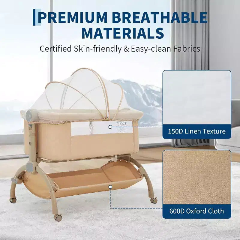 Berceau Cododo Bébé, Lit Bébé 3 en 1 avec Fonction Cododo et Lit de Voyage