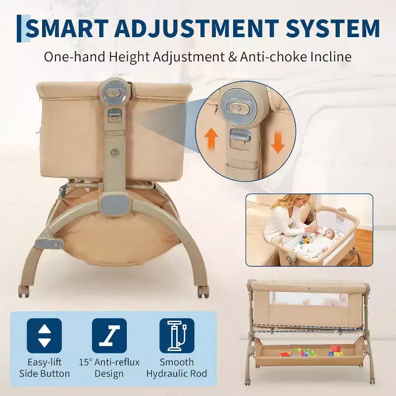 Berceau Cododo Bébé, Lit Bébé 3 en 1 avec Fonction Cododo et Lit de Voyage