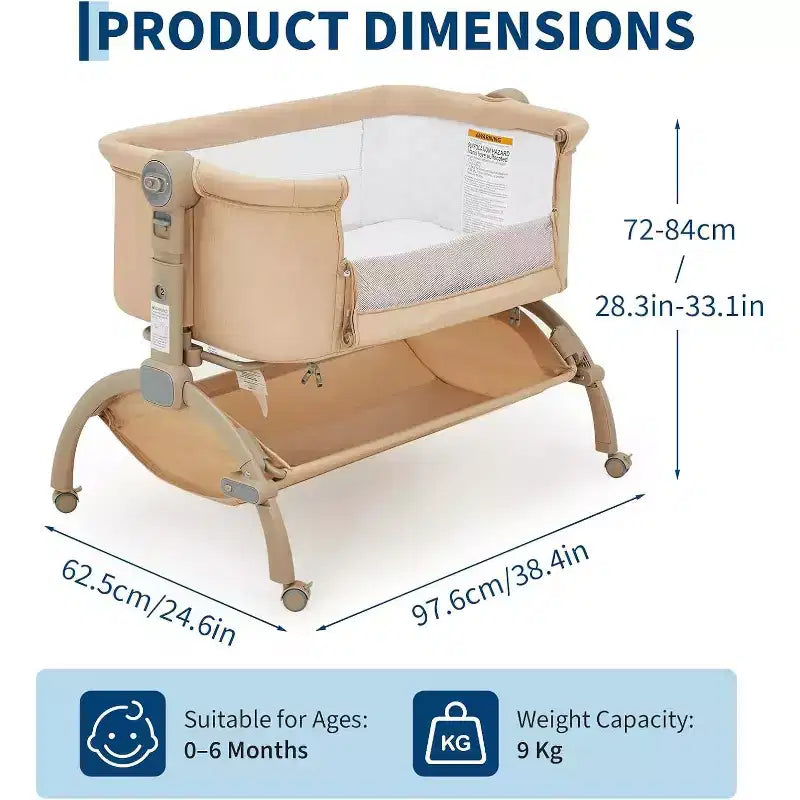 Berceau Cododo Bébé, Lit Bébé 3 en 1 avec Fonction Cododo et Lit de Voyage
