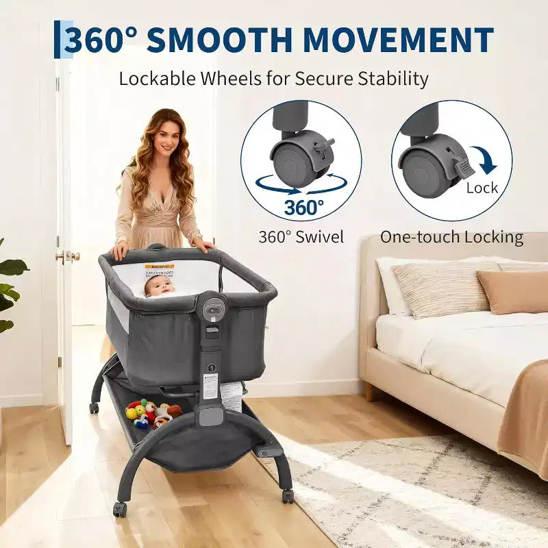 Berceau Cododo Bébé, Lit Bébé 3 en 1 avec Fonction Cododo et Lit de Voyage
