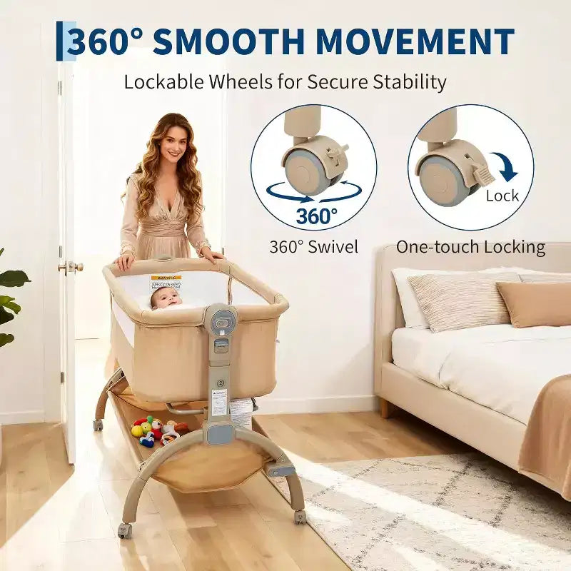 Berceau Cododo Bébé, Lit Bébé 3 en 1 avec Fonction Cododo et Lit de Voyage
