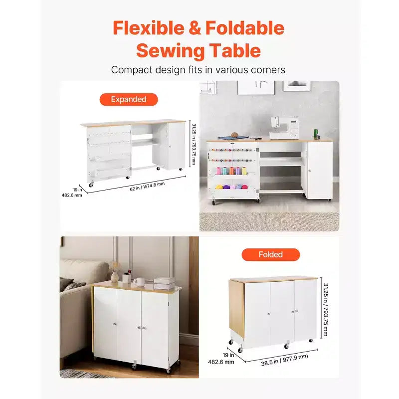 Table pliante pour machine à coudre, table multifonctionnelle pour machine à coudre avec meuble