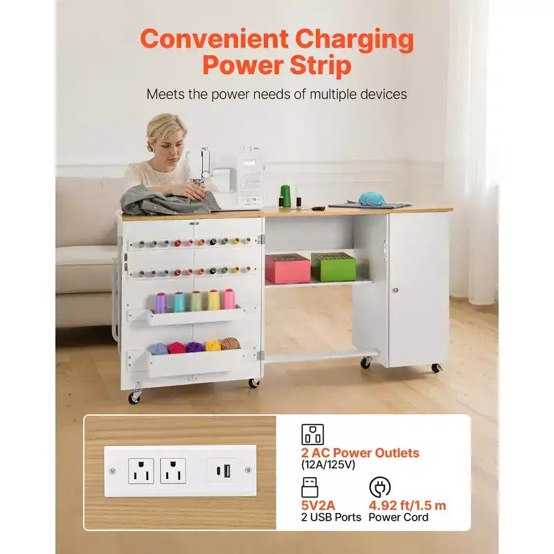 Table pliante pour machine à coudre, table multifonctionnelle pour machine à coudre avec meuble