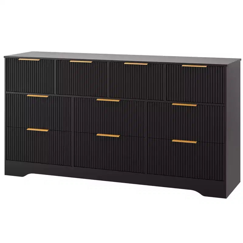 Commode 10 tiroirs cannelée 59", meuble TV moderne en bois