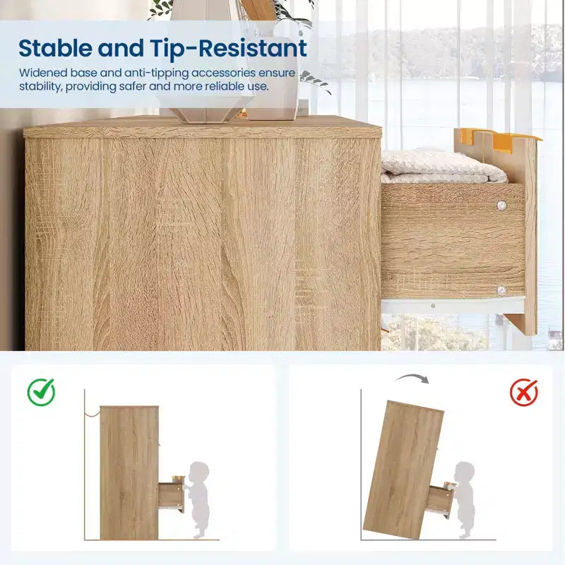 Commode 10 tiroirs cannelée 59", meuble TV moderne en bois