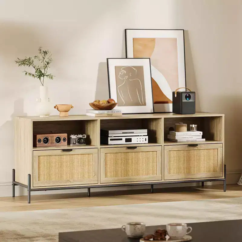 Meuble TV pour centre de divertissement de 75 po avec rangement, table console de 65 po