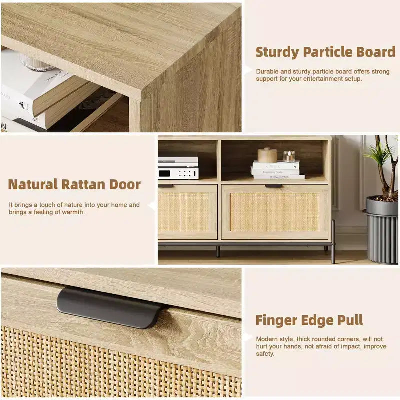 Meuble TV pour centre de divertissement de 75 po avec rangement, table console de 65 po