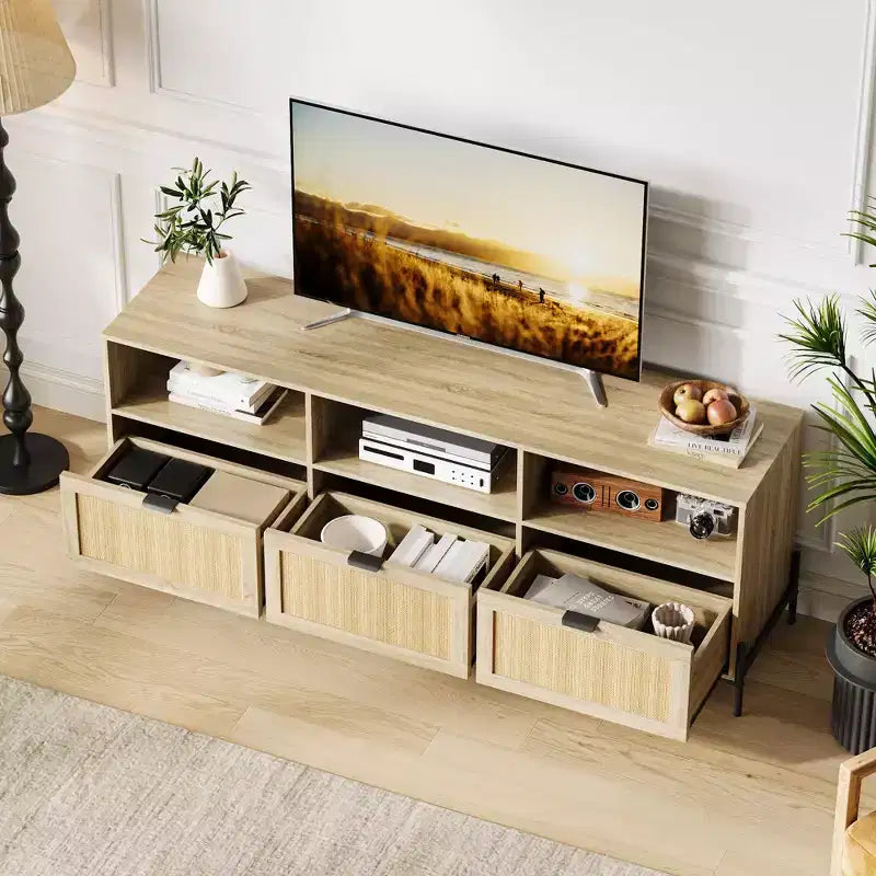 Meuble TV pour centre de divertissement de 75 po avec rangement, table console de 65 po