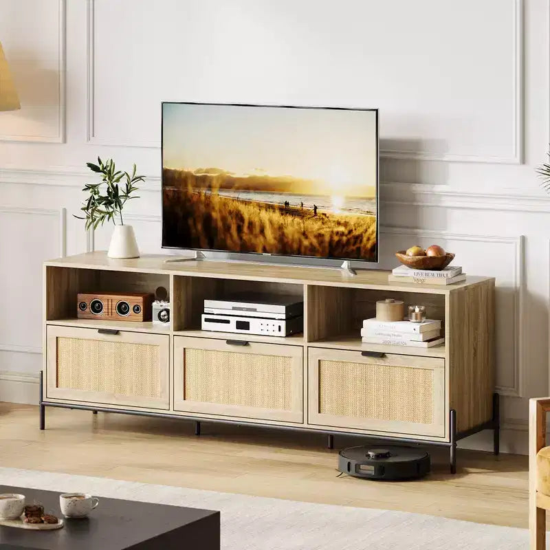 Meuble TV pour centre de divertissement de 75 po avec rangement, table console de 65 po