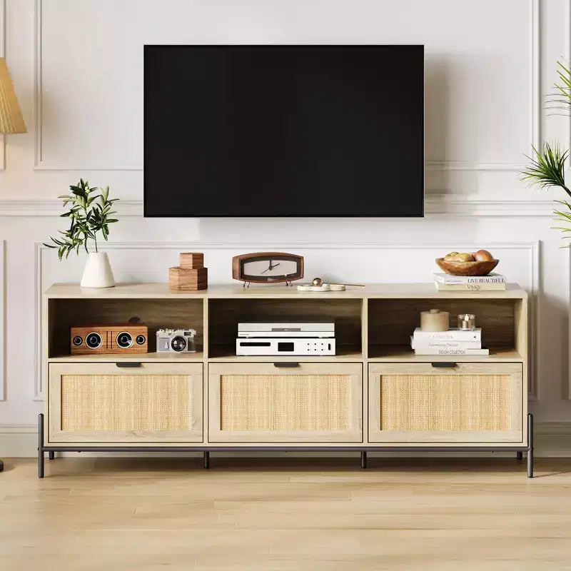 Meuble TV pour centre de divertissement de 75 po avec rangement, table console de 65 po