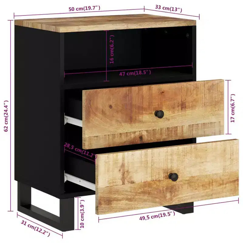 Table de chevet Accent avec tiroir de rangement en bois massif