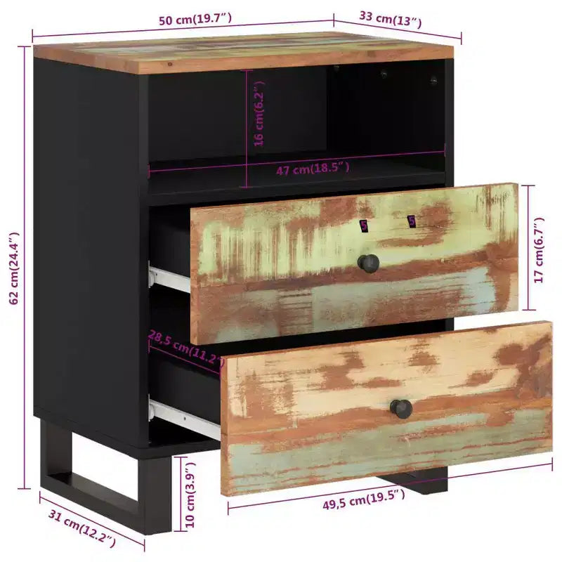 Table de chevet Accent avec tiroir de rangement en bois massif