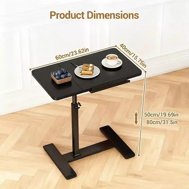 Table de lit réglable en hauteur avec roulettes, table de lit inclinable à plateau divisé