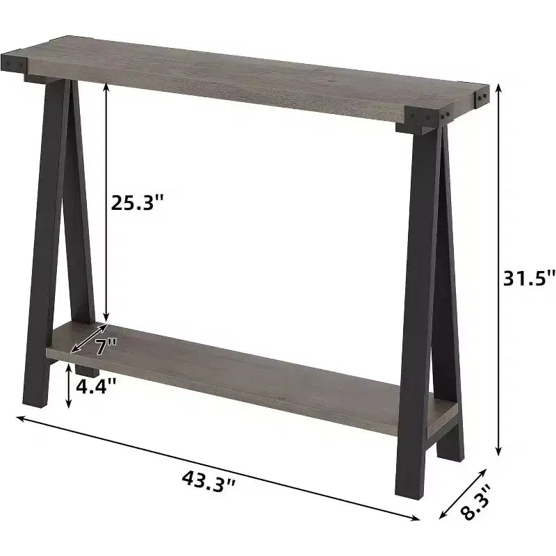 Console avec étagères ouvertes et pieds en R pour entrée, couloir ou salon
