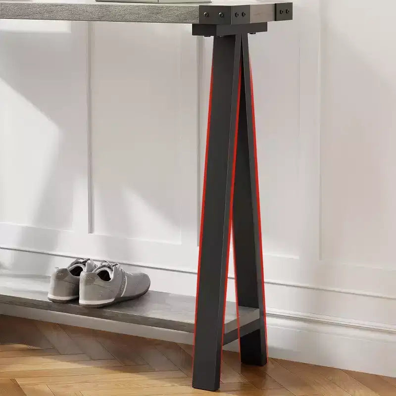 Console avec étagères ouvertes et pieds en R pour entrée, couloir ou salon