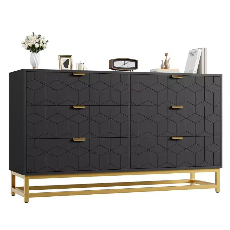 6 Drawer Dresser for Bedroom, Modern Chest of Drawers with Metal Legs, Storage Organizer for Hallway, Living Room, Entryway