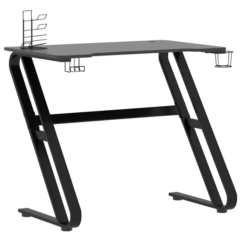 vidaXL Gaming Desk with ZZ Shape Legs Home Office Computer Table Furniture - Black 35.4 x 23.6 x 29.5