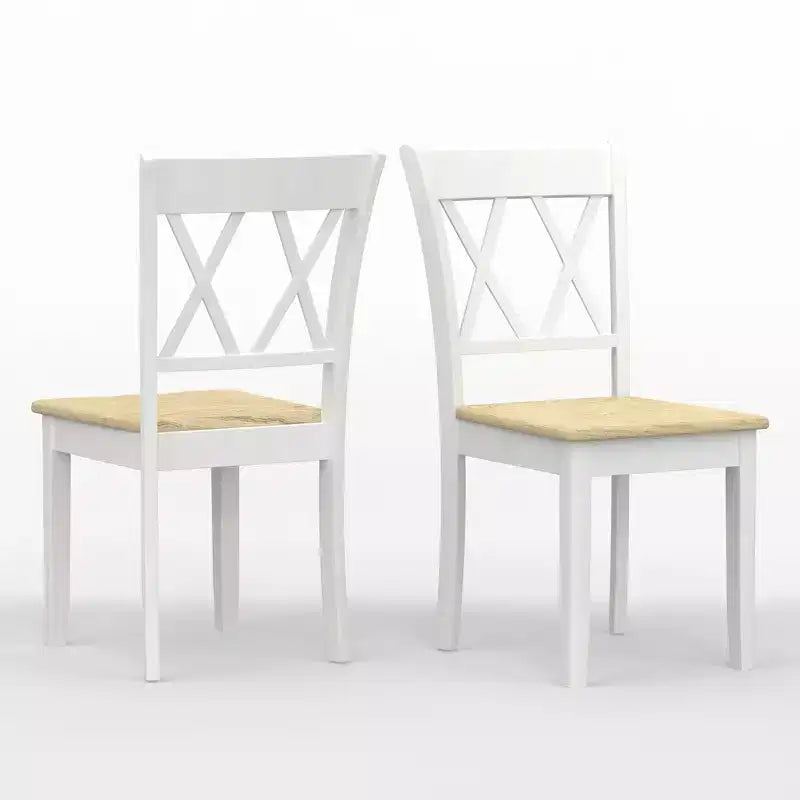 Chaises de salle à manger en bois massif à double dossier en X