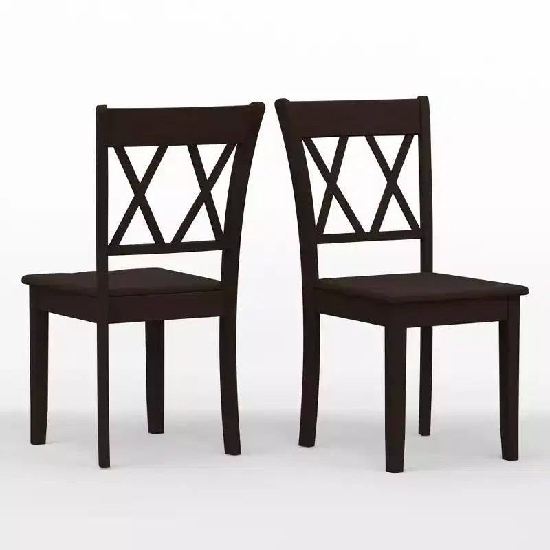 Chaises de salle à manger en bois massif à double dossier en X