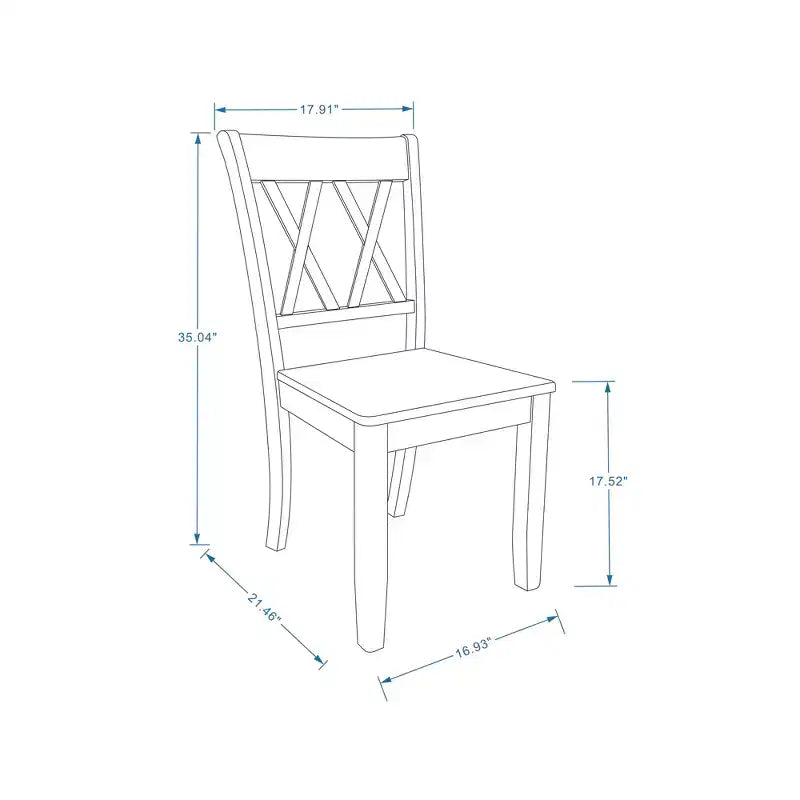 Chaises de salle à manger en bois massif à double dossier en X