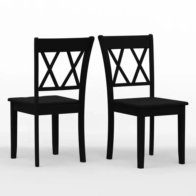 Chaises de salle à manger en bois massif à double dossier en X