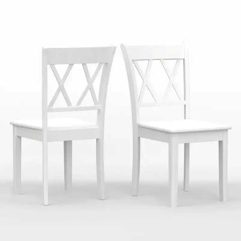 Chaises de salle à manger en bois massif à double dossier en X