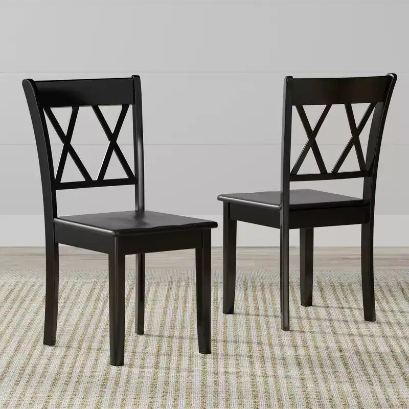 Chaises de salle à manger en bois massif à double dossier en X