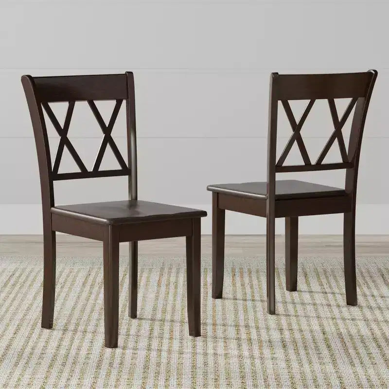 Glenwillow Home Double X-Back Solid Wood Dining Chairs (Set of 2)