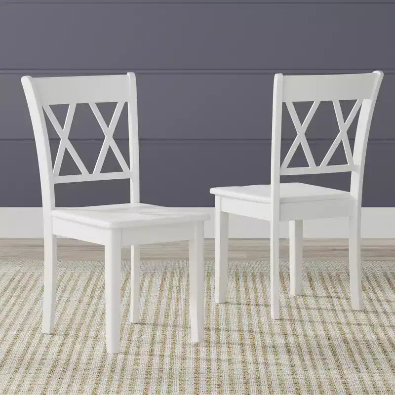 Chaises de salle à manger en bois massif à double dossier en X
