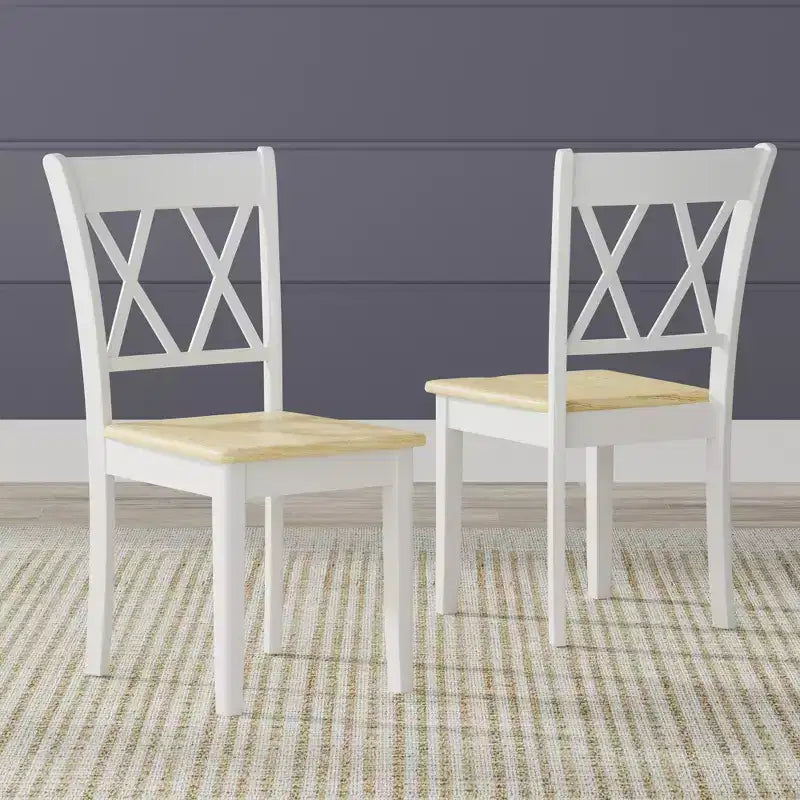 Chaises de salle à manger en bois massif à double dossier en X