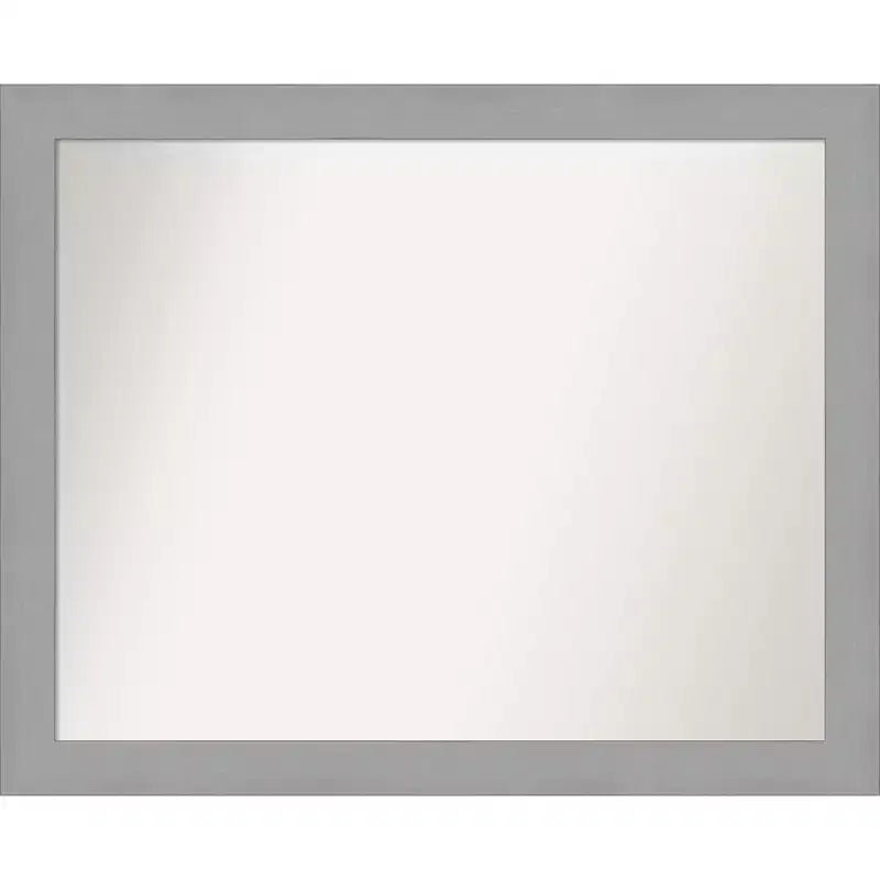 Amanti Art Brushed Nickel Non-Beveled Bathroom Wall Mirror