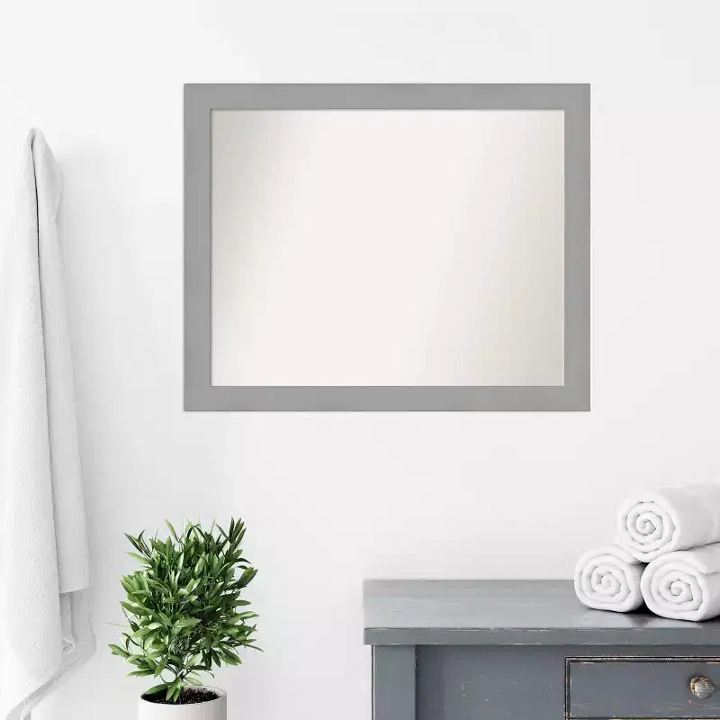 Miroir mural de salle de bain brossé nickel, sans biseau