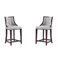 Set of 2 Fifth Avenue Upholstered Beech Wood Faux Leather Counter Height Barstools - Manhattan Comfort