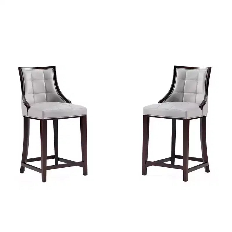 Set of 2 Fifth Avenue Upholstered Beech Wood Faux Leather Counter Height Barstools - Manhattan Comfort