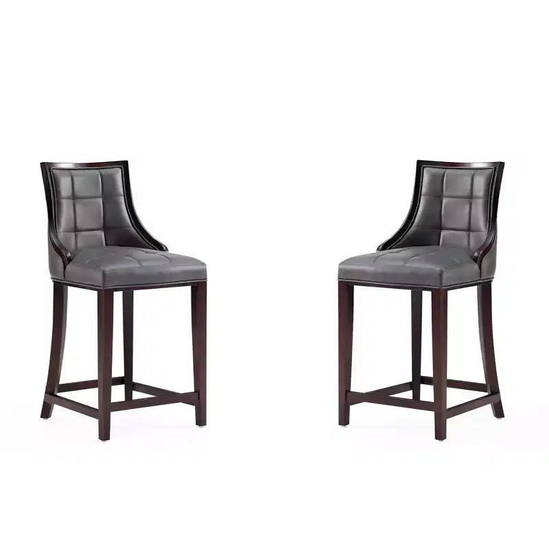 Tabourets de bar à hauteur de comptoir en similicuir et hêtre tapissé